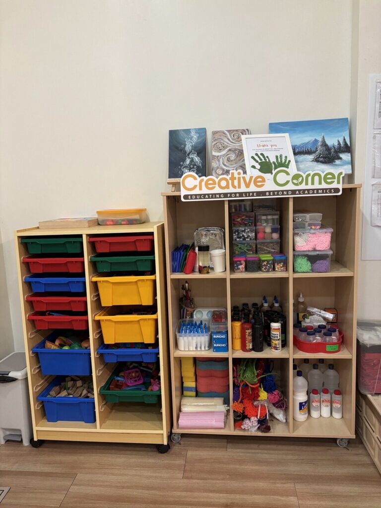 Creative Corner art and craft area at Belle & Russell Kindergarten
